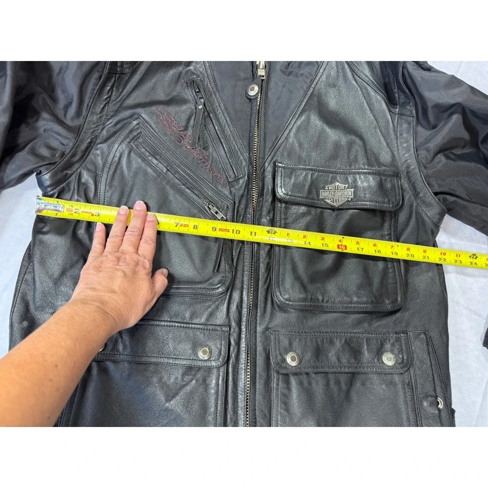 Harley Davidson Mens Biker Leather Convertible Jacket Vest L Black Moto Outdoor